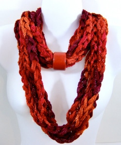 orange reds chunky chain scarves